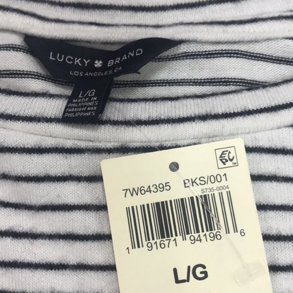 Lucky Brand Stripe Cloud Jersey Smocked Cuff Pullover - Picture 5 of 8